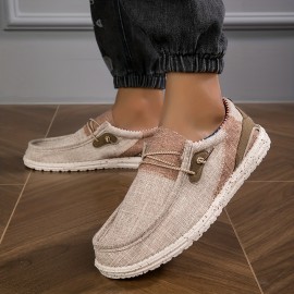 Men's Loafer Shoes With Decorative Shoelaces, Comfy Non-slip Slip On Breathable Shoes Sneakers, Spring And Summer